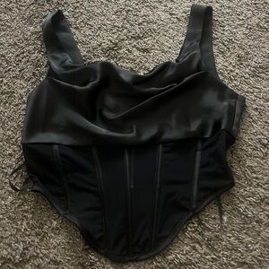 Forever 21 Black Corset-Style Tank Top